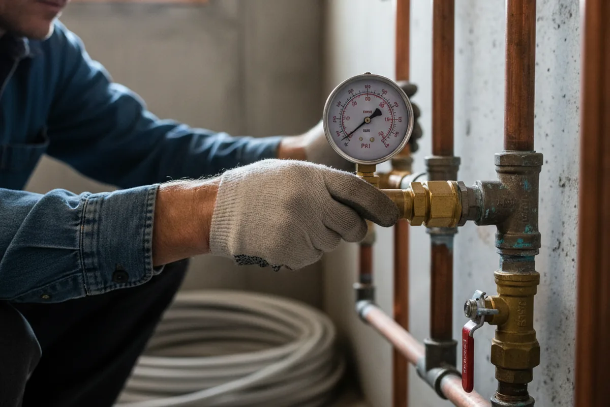 Pressure testing a repaired line during Water Line Repair in Central Valley